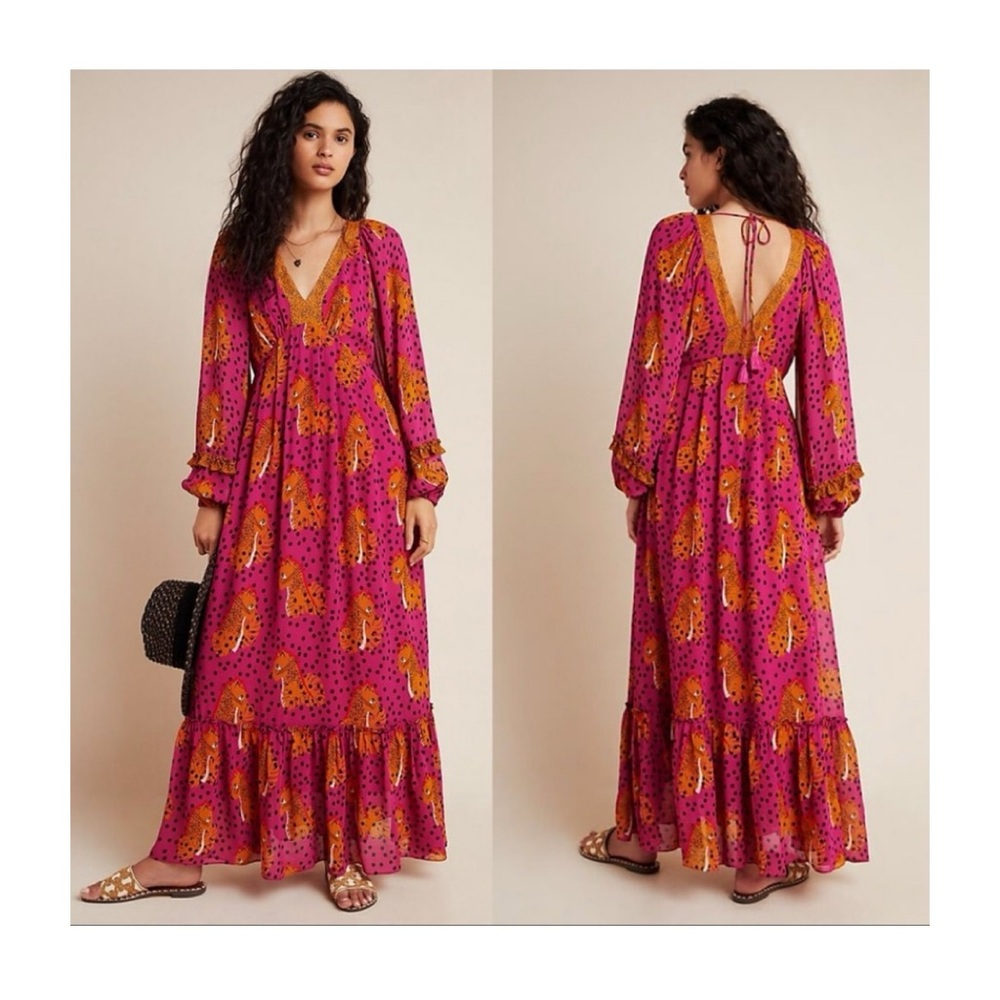 FARM Rio Pink and Orange Maxi Dress